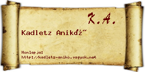 Kadletz Anikó névjegykártya